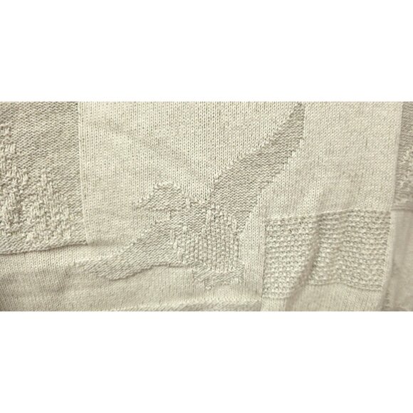 Vtg Croft & Barrow Sweater Mens XL Cream Ducks Tree Embossed Graphic USA Sweater - Picture 5 of 14